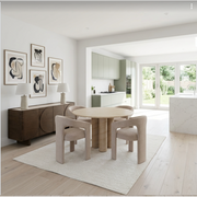 Ida Travertine Stone Round Dining Table with Cylindrical Legs