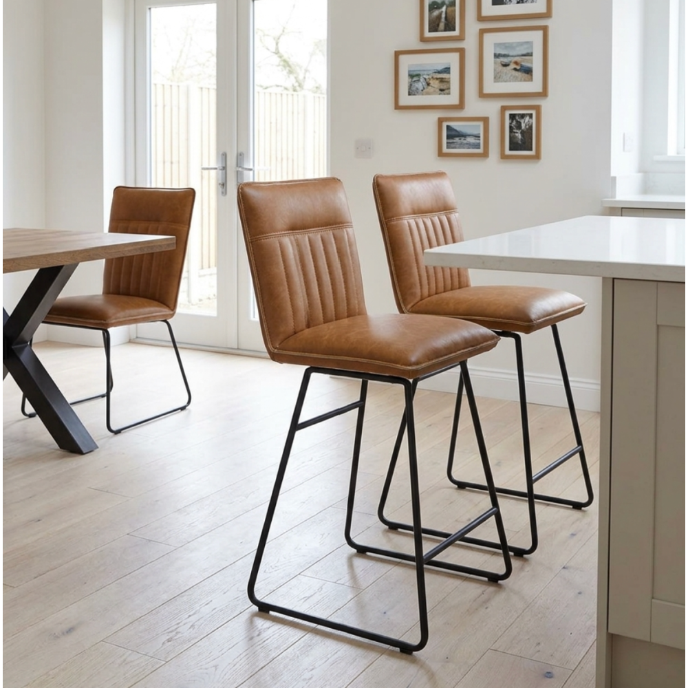 Cooper Bar Stool in Tan PU Leather