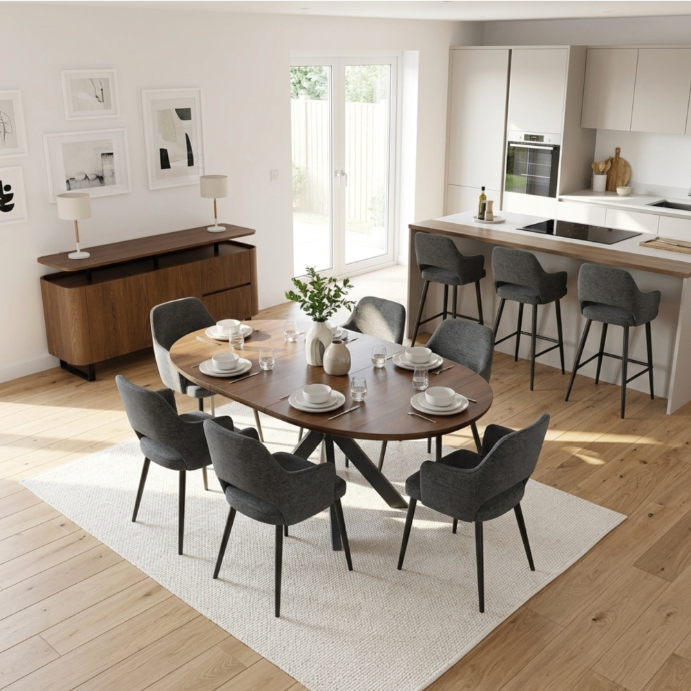 Boston Extending Round Table 1200-1600mm – Smoked