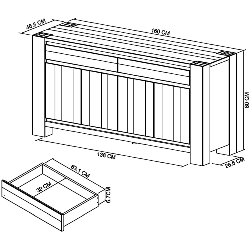 Logan Fumed Oak Wide Sideboard
