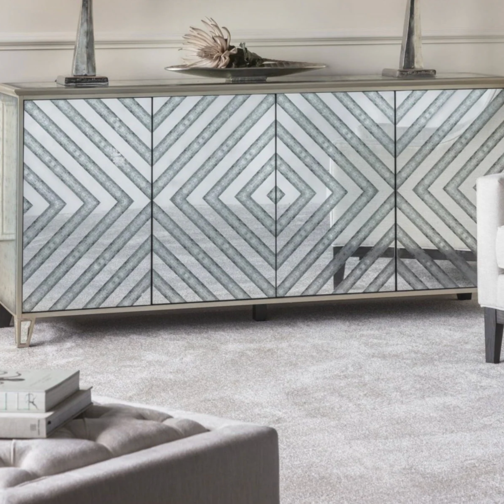 Lexington Four Door Antique Mirrored Sideboard