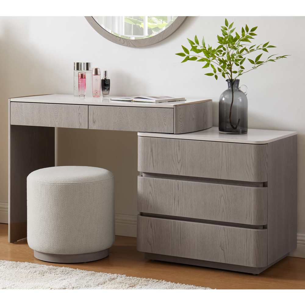 Mondello Dressing Table with 5 Drawer Chest Washed Oak