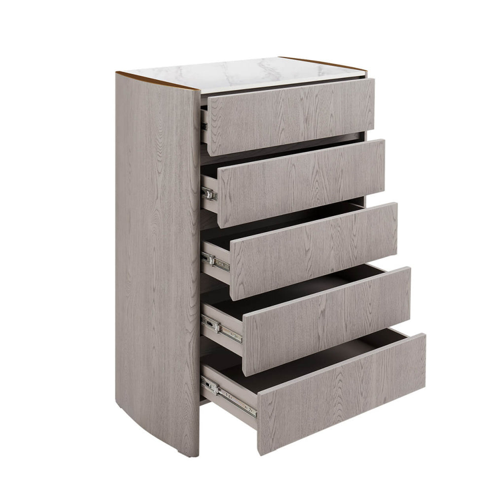 Mondello 5 Drawer Tall Chest Washed Oak