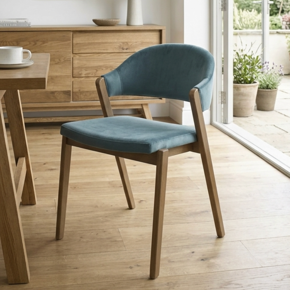 Camden Rustic oak Upholstered Dining chair