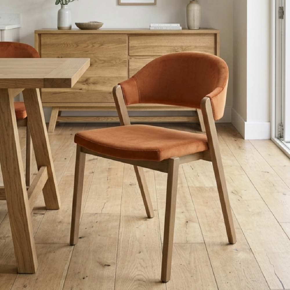 Camden Rustic oak Upholstered Dining chair