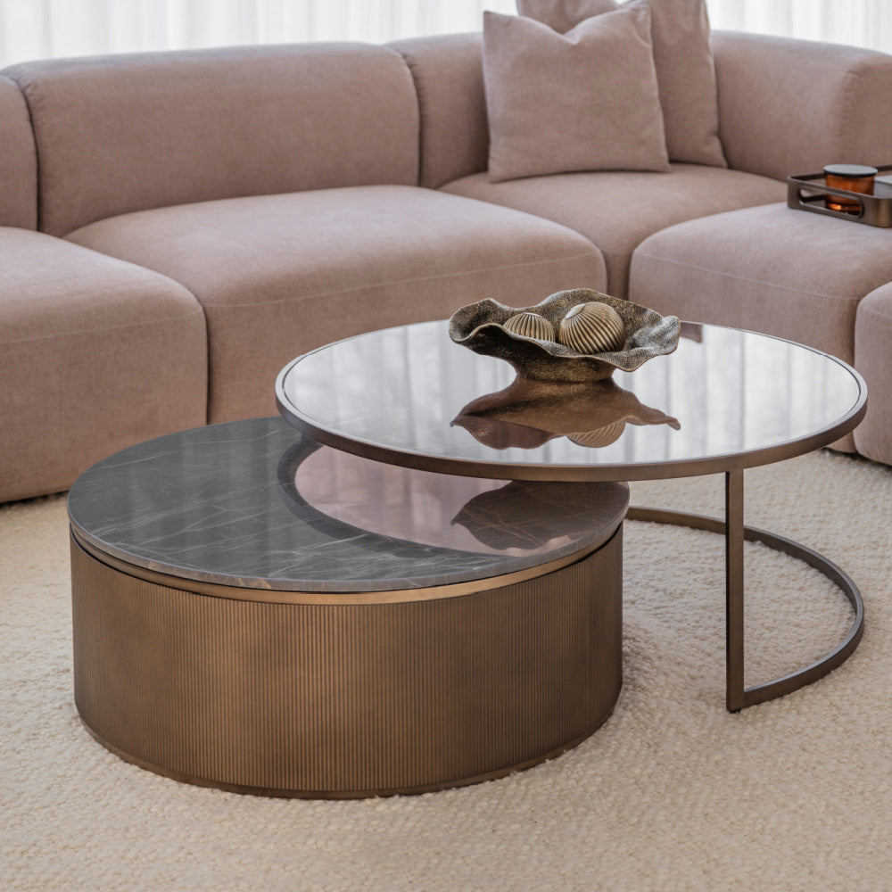 Belvedere Royal Gold Set of 2 Nesting Coffee Tables New!!