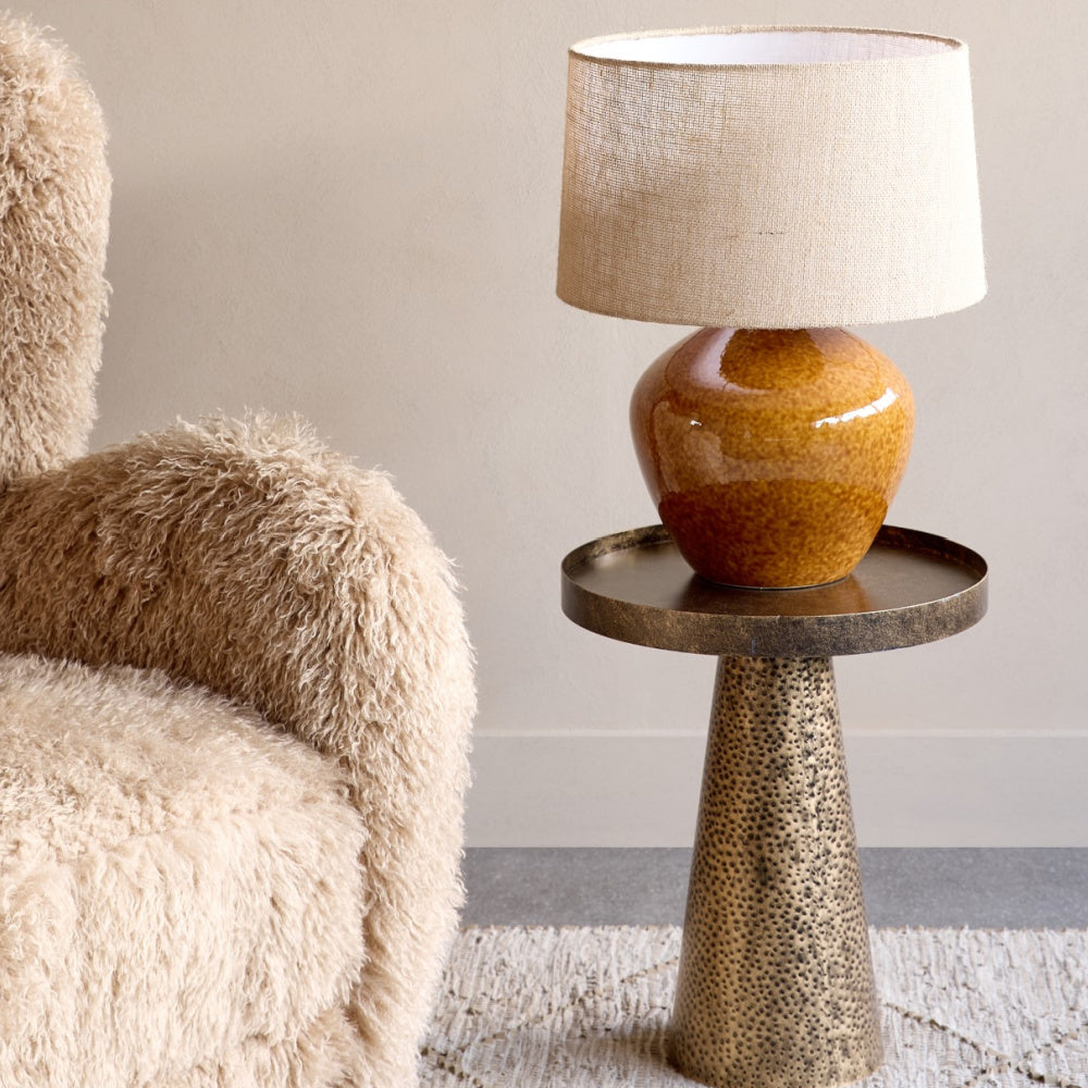 Aubrey Terracotta Ceramic Lamp With Hessian Shade Large E27 60W