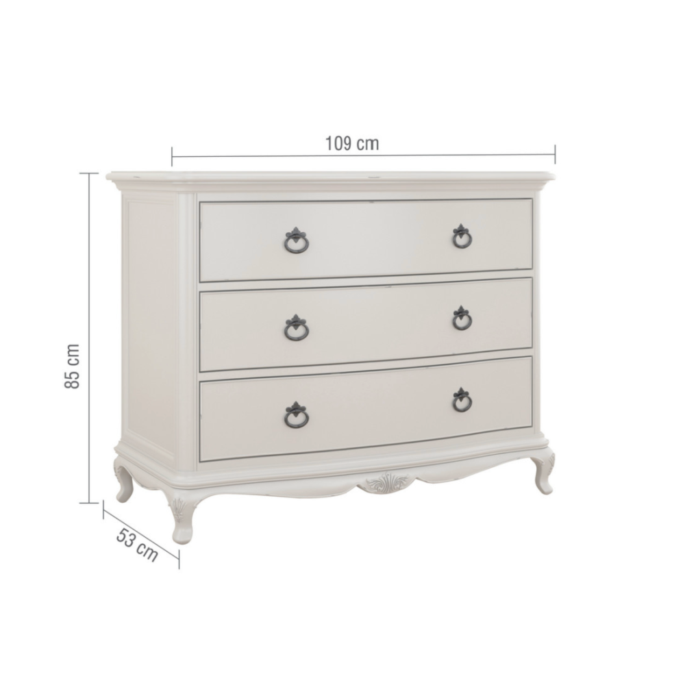 ETIENNE BEDROOM - GREY 3 DRAWER LOW CHEST