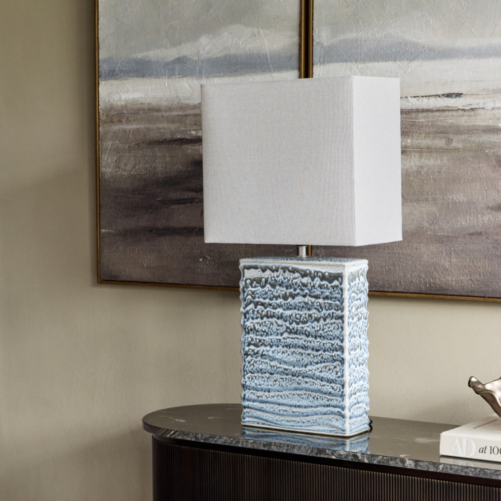 Sereno Rectangle Lamp in Blue Reactive Glaze
