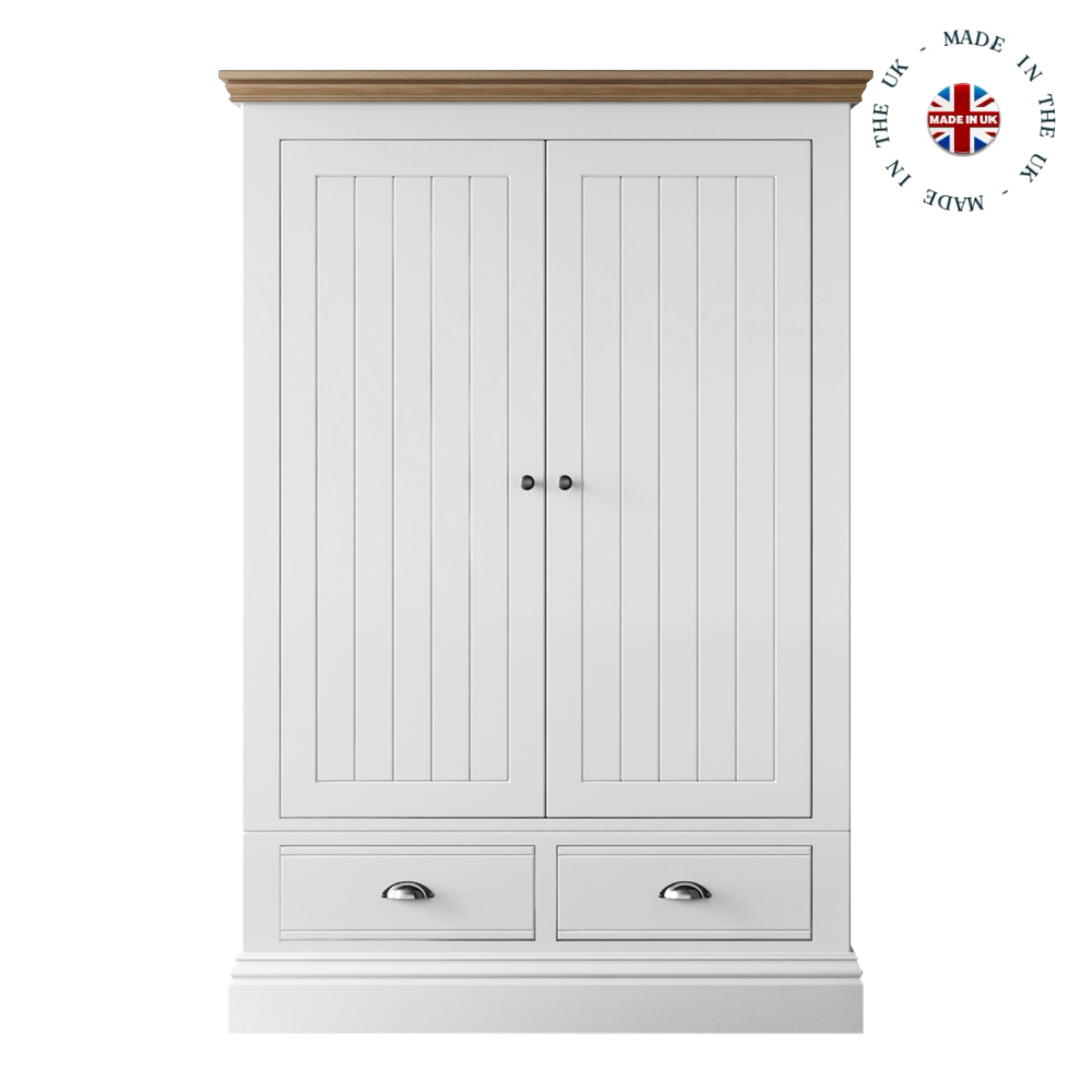 New England Painted 2 Door /2 Drawer Wide Wardrobe
