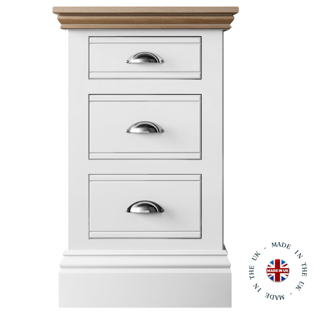 New England Painted 3 drawer bedside