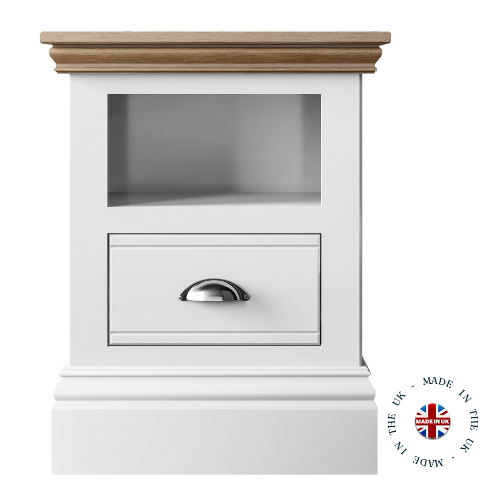 New England Painted 1 drawer open shelf bedside