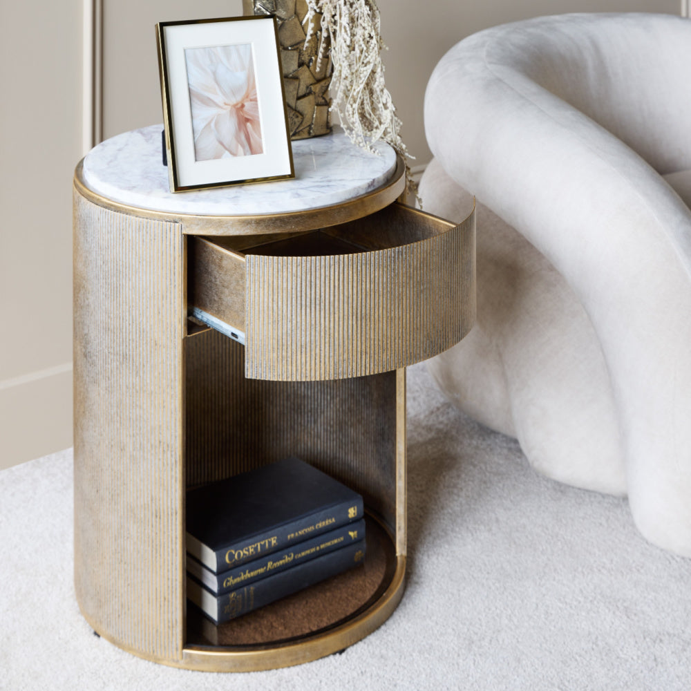 Belvedere Aged Gold Bed Side Table