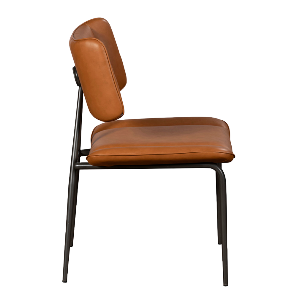 Jack Cognac Tan PU Leather Dining Chair with Industrial Legs