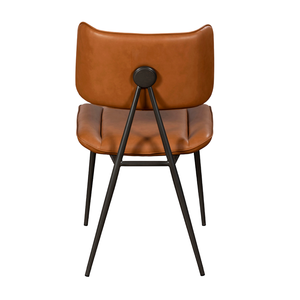 Jack Cognac Tan PU Leather Dining Chair with Industrial Legs