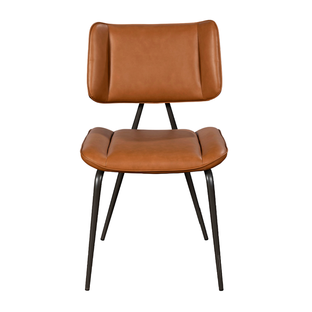 Jack Cognac Tan PU Leather Dining Chair with Industrial Legs