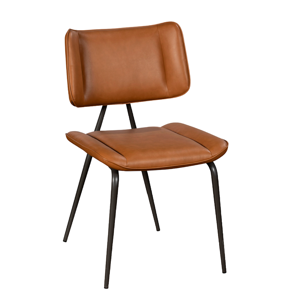 Jack Cognac Tan PU Leather Dining Chair with Industrial Legs