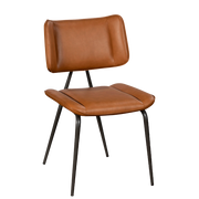 Jack Cognac Tan PU Leather Dining Chair with Industrial Legs