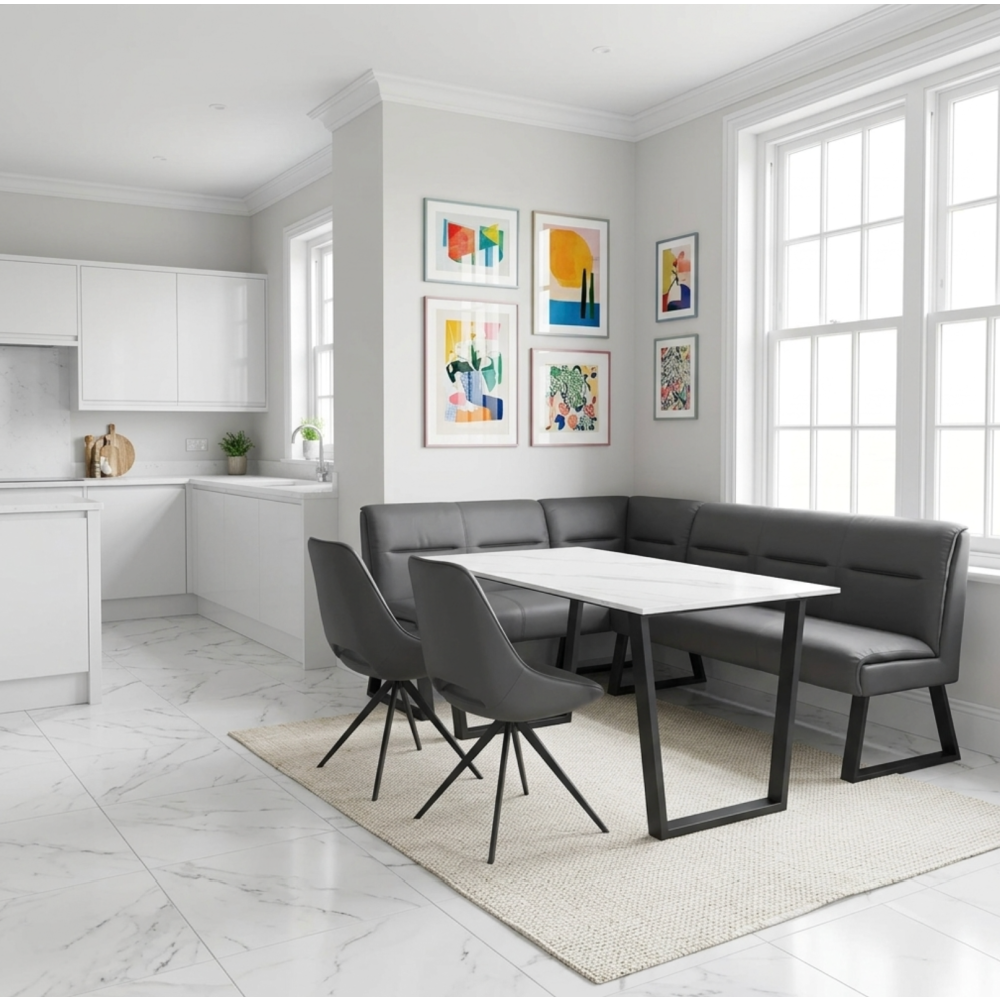 Cerutti Faux Leather Corner Bench Grey