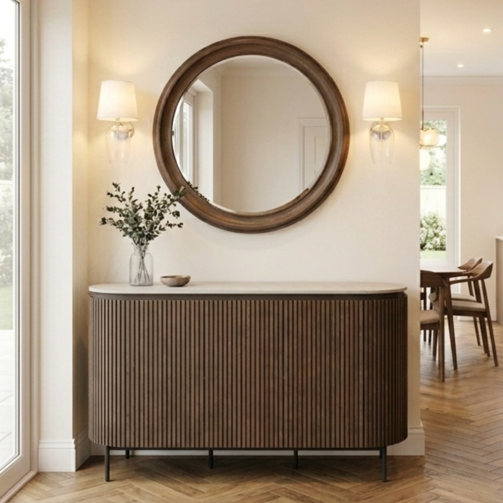 Modena Ivory Grey Travertine Ceramic Sideboard