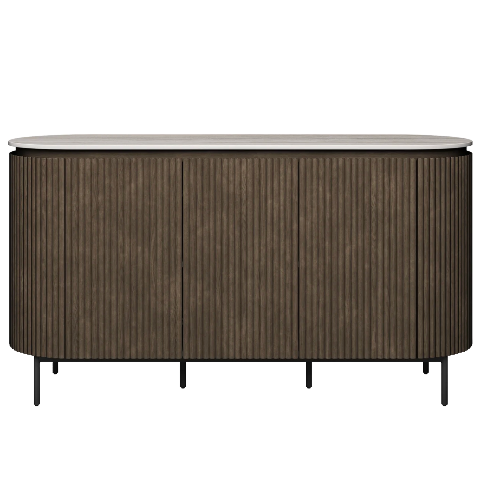 Modena Ivory Grey Travertine Ceramic Sideboard