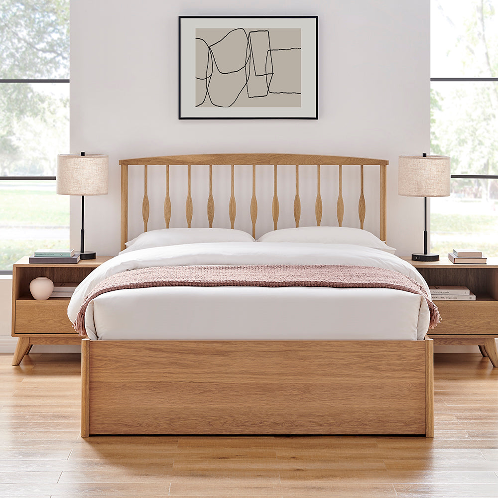 JUNO Oak Storage Bedstead
