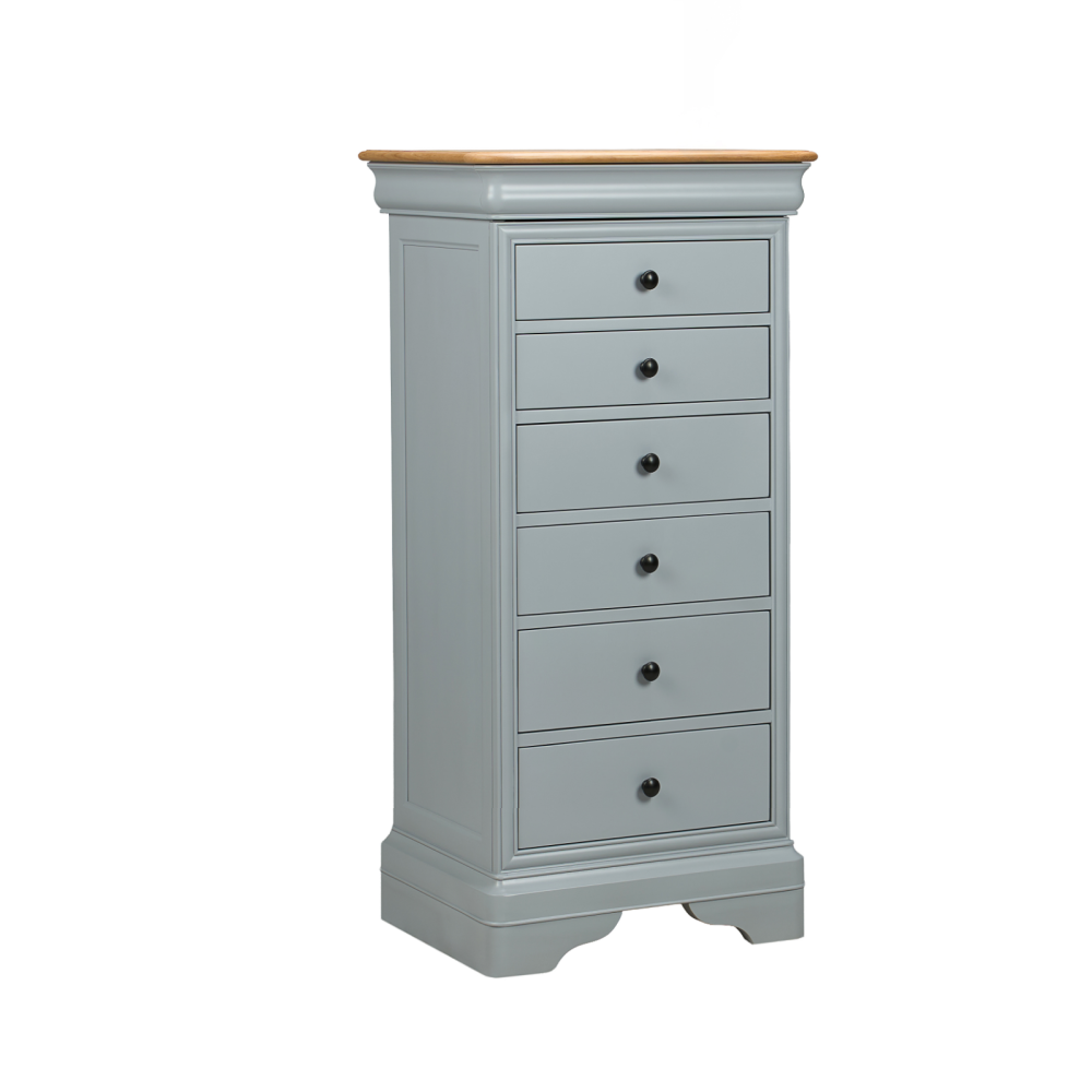 W+G CHANTILLY - TALL 6 DRAWER CHEST GREY !New!