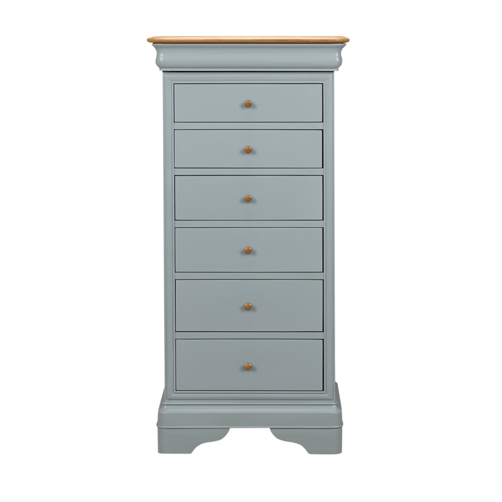 W+G CHANTILLY - TALL 6 DRAWER CHEST GREY !New!