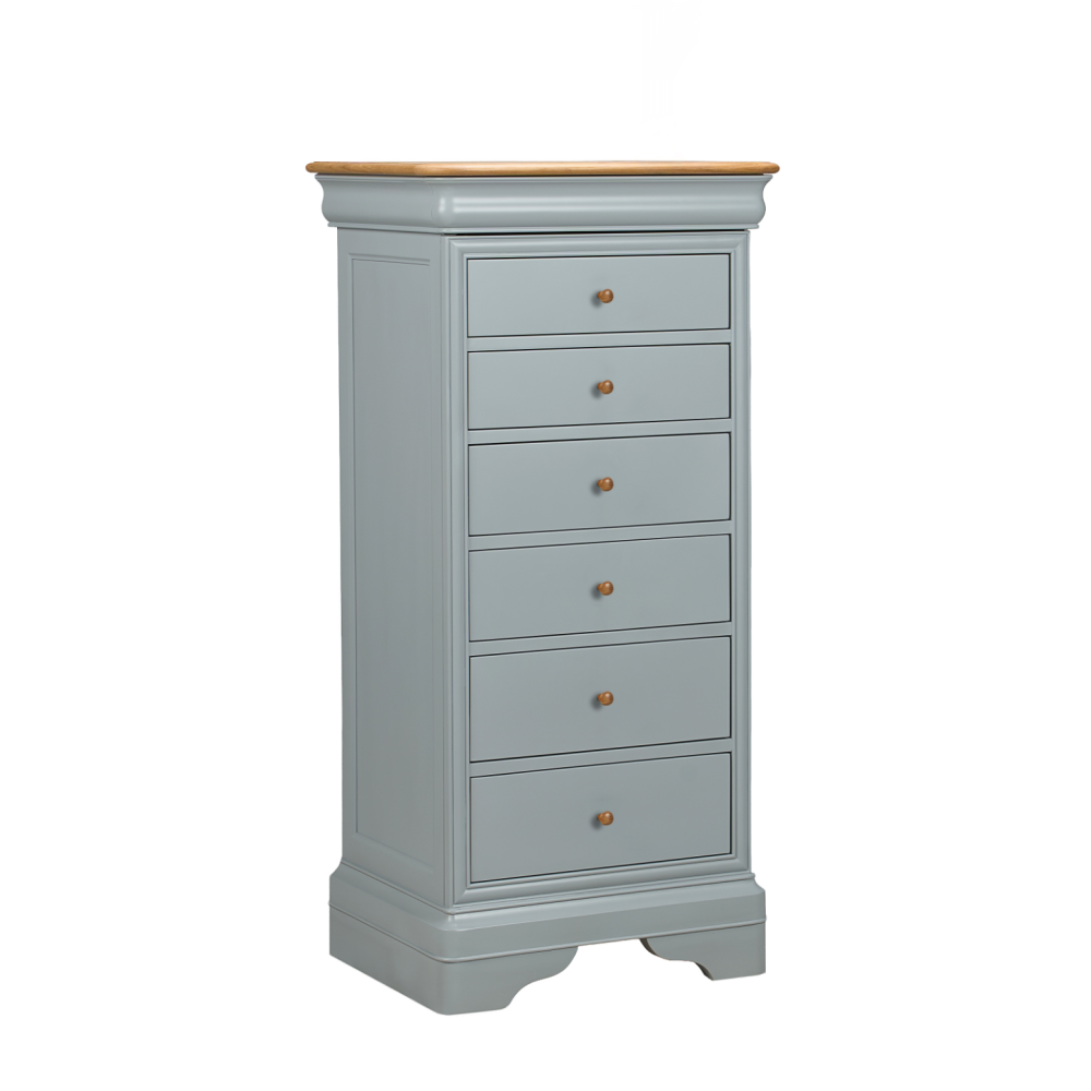 W+G CHANTILLY - TALL 6 DRAWER CHEST GREY !New!