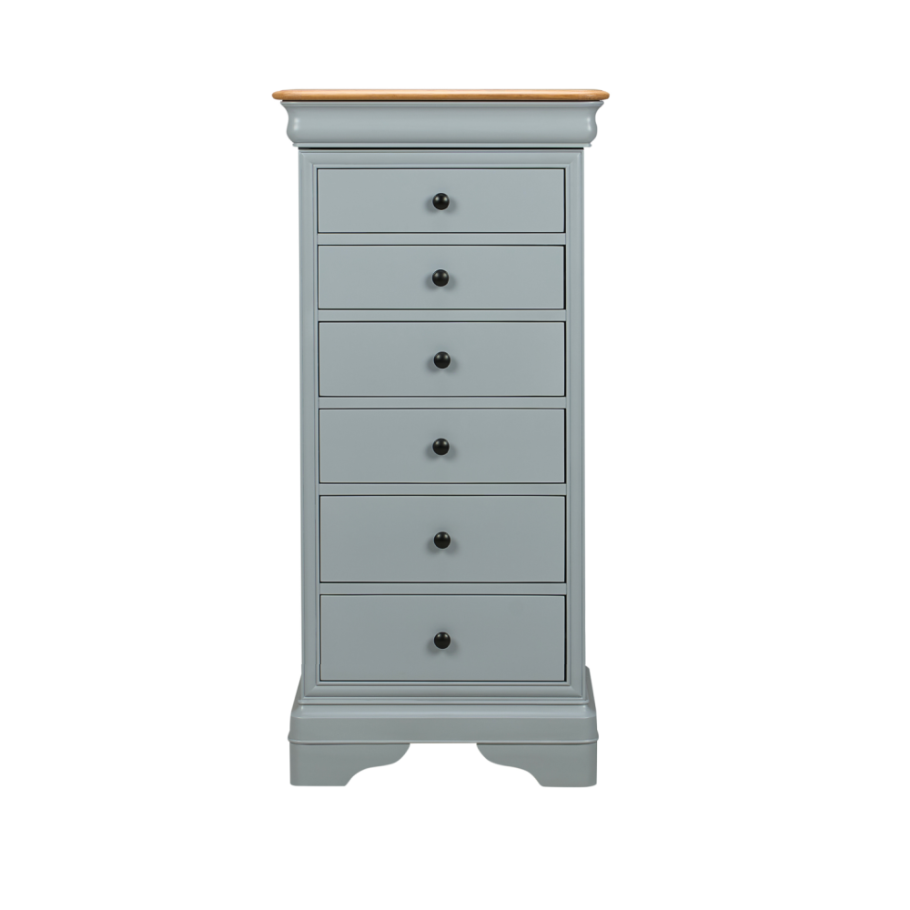 W+G CHANTILLY - TALL 6 DRAWER CHEST GREY !New!