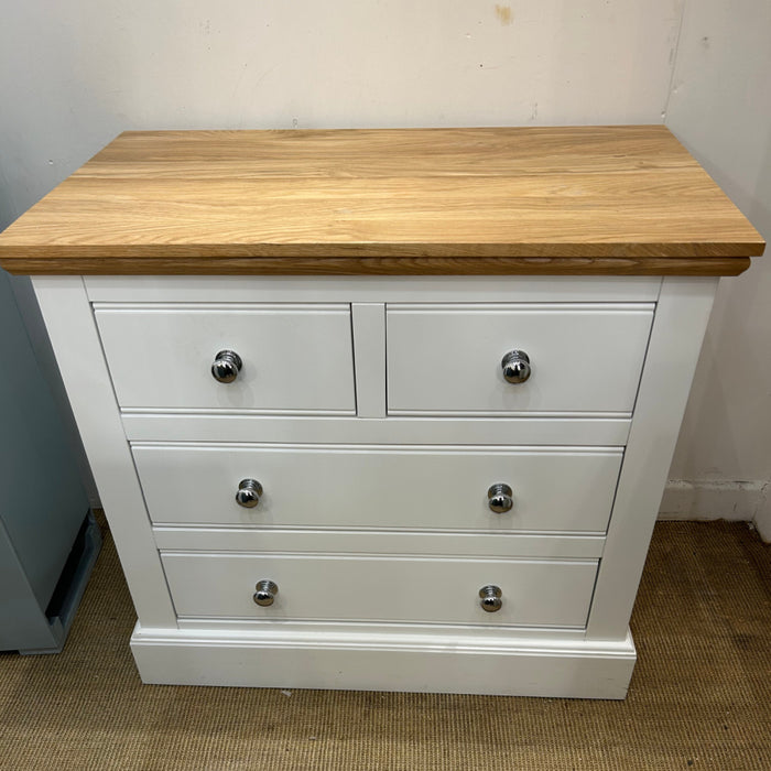 Bespoke made painted white chest with oak top clearance 700mm width