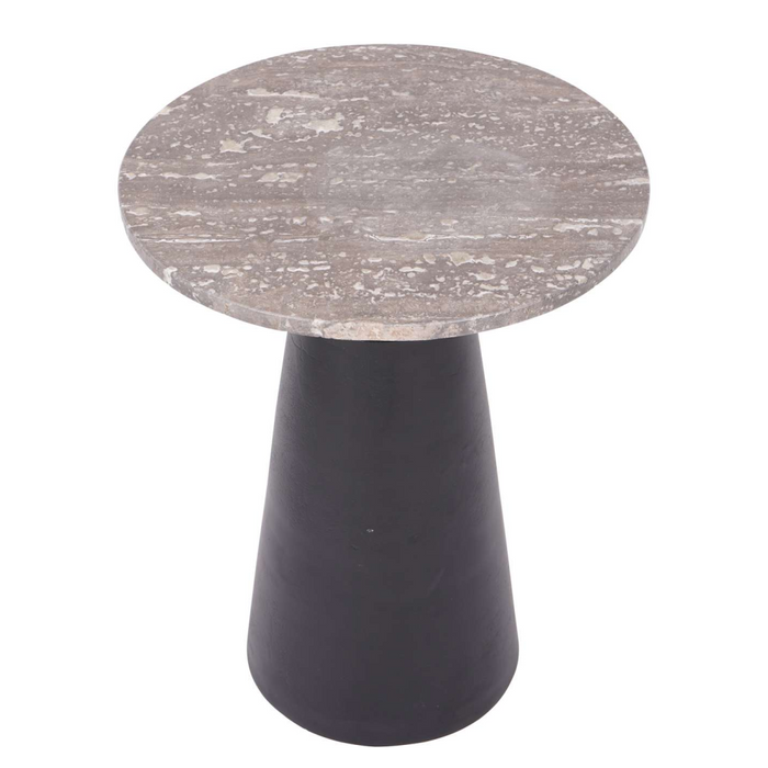 Clifton II Charcoal Black and Dark Travertine Side Table 40cm