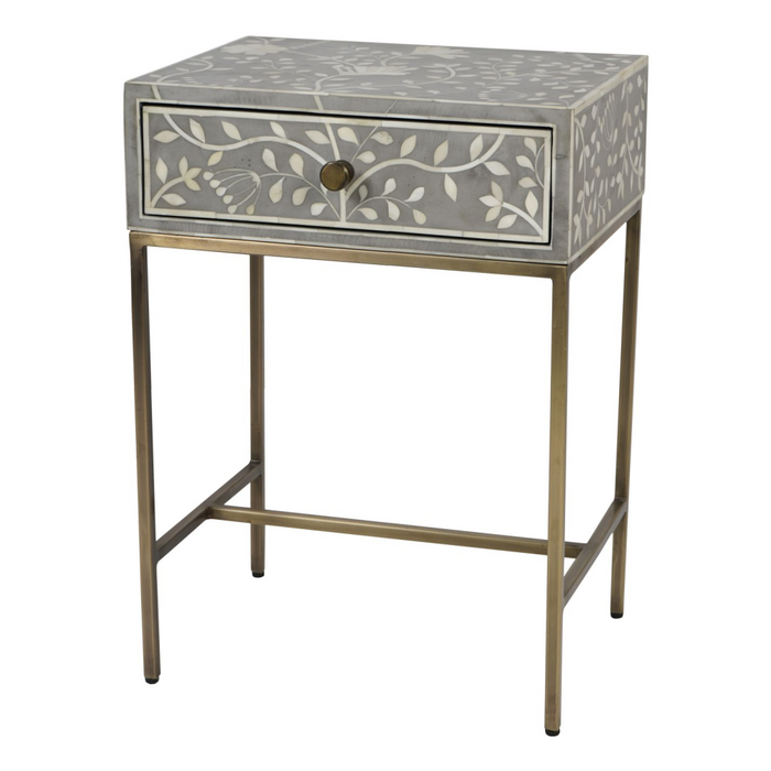 Laura Ashley Grey Epsley Side Table With Drawer