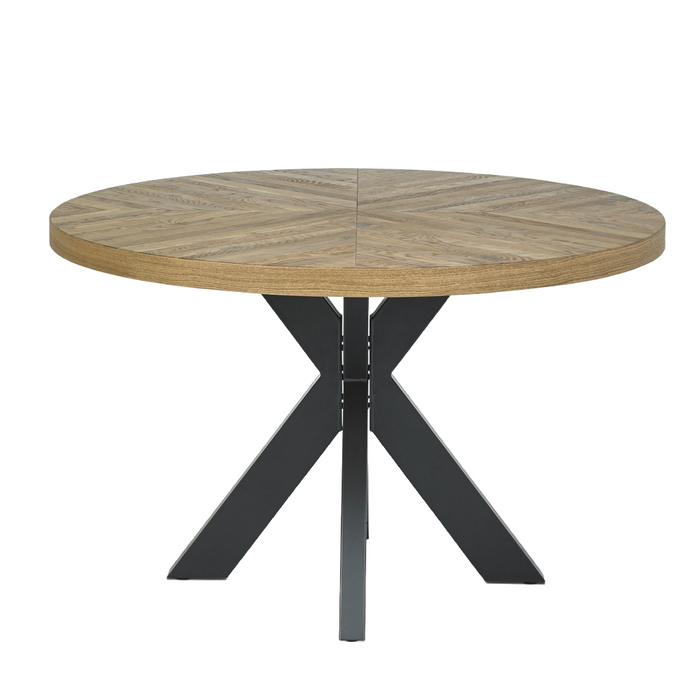 Ellipse Rustic Oak 4 Seat Circular Dining Table