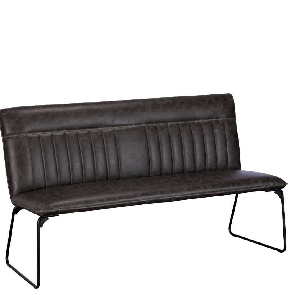 Cooper Dining Bench with Back in Grey Pu Leather