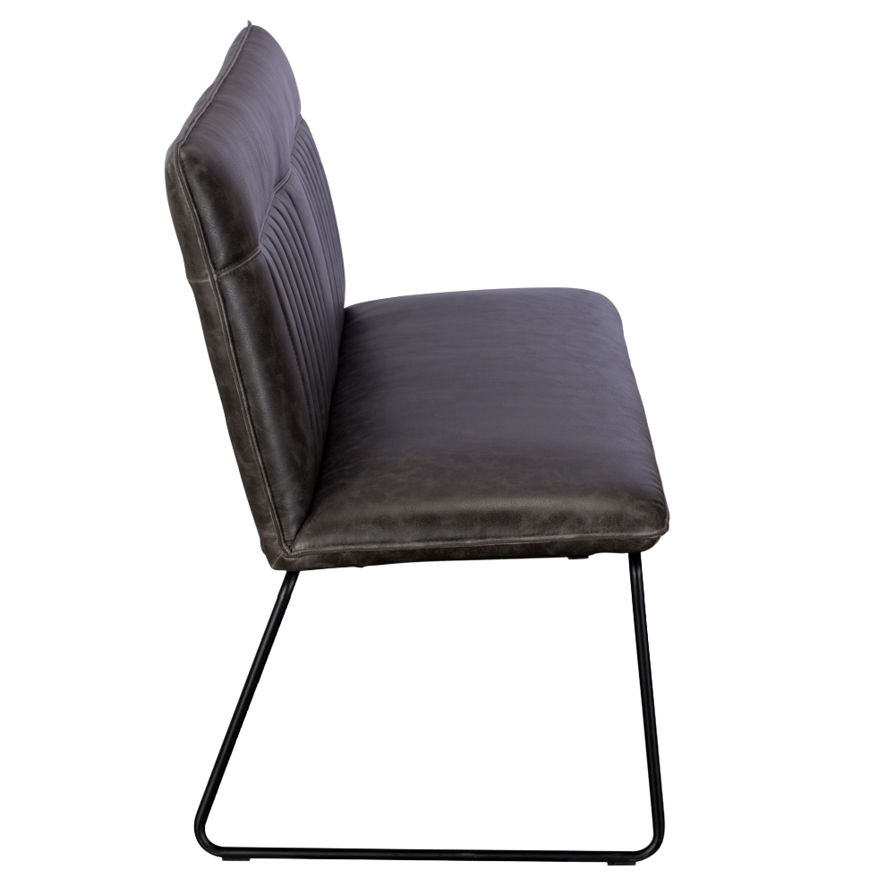 Cooper Dining Bench with Back in Grey Pu Leather