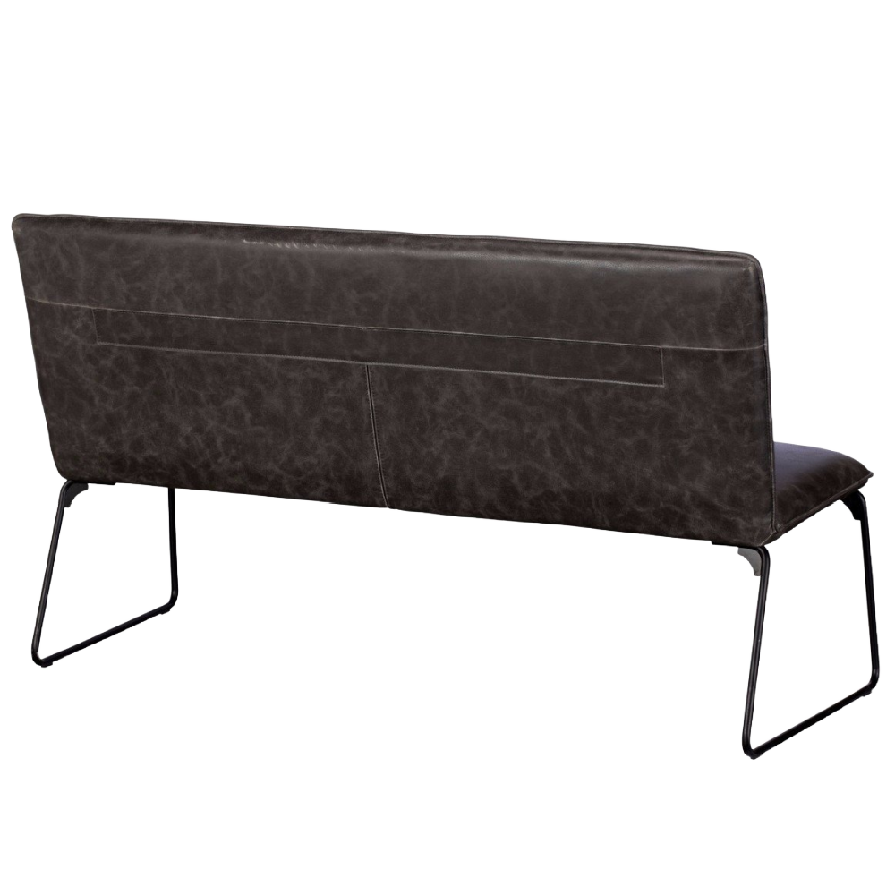 Cooper Dining Bench with Back in Grey Pu Leather