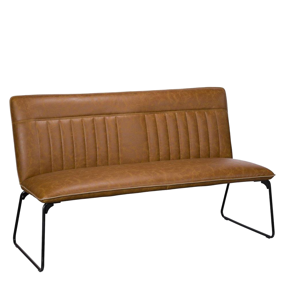 Cooper Dining Bench with Back in Tan Pu Leather