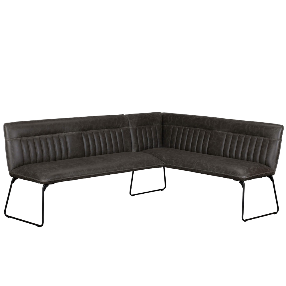 Cooper Left Faux Leather Corner Dining Bench in Grey