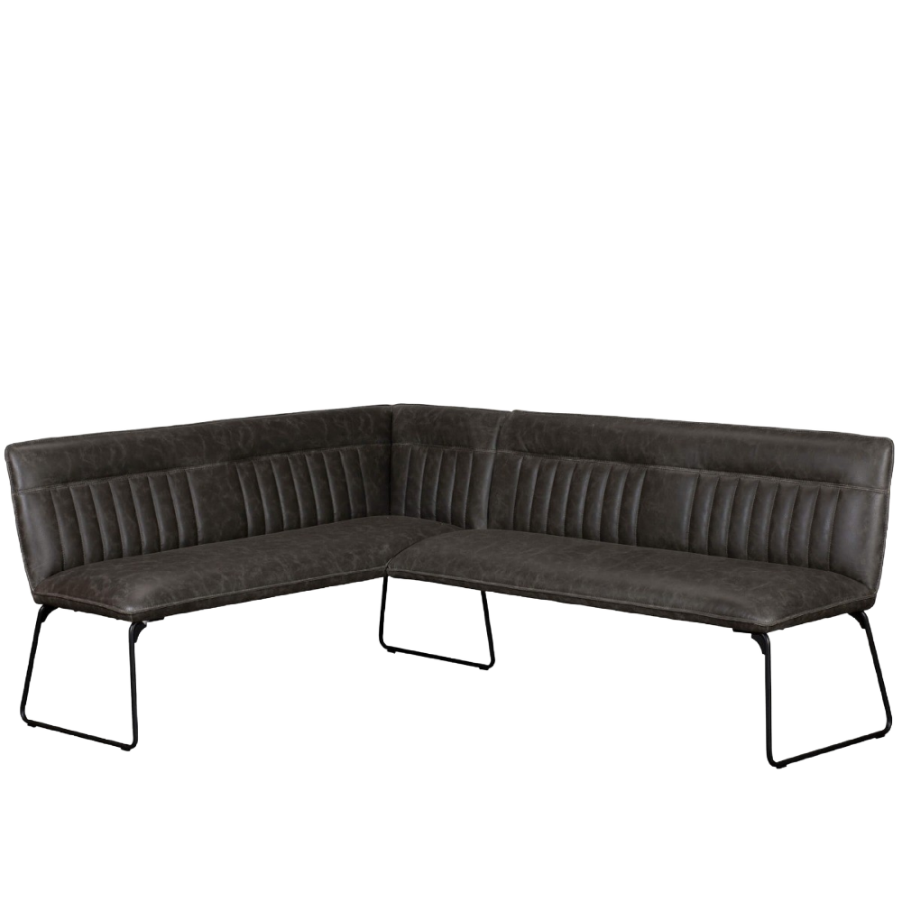 Cooper Right Faux Leather Corner Dining Bench in Grey