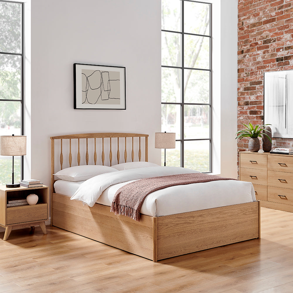JUNO Oak Storage Bedstead