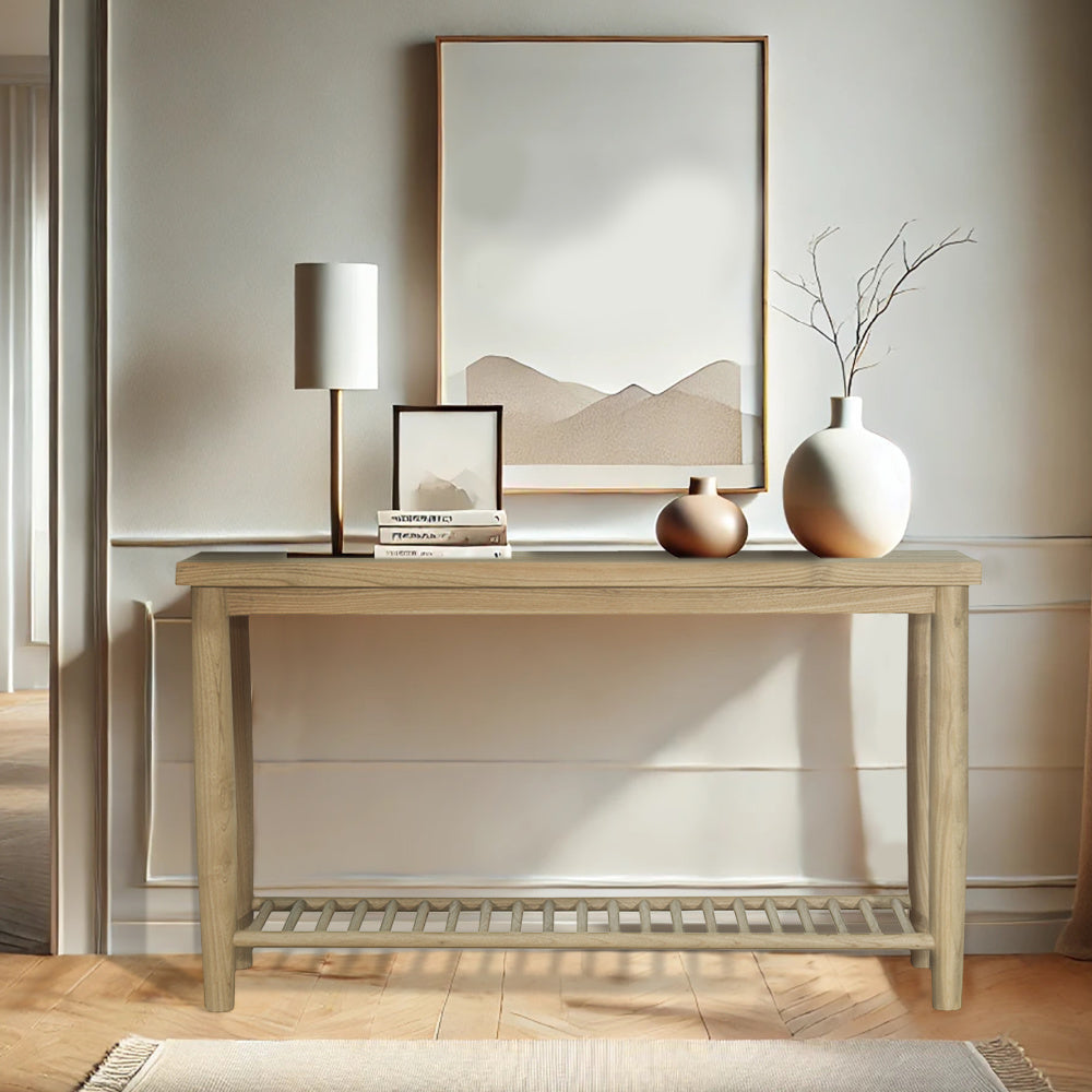 Dakota Console Table with Shelf – Oak