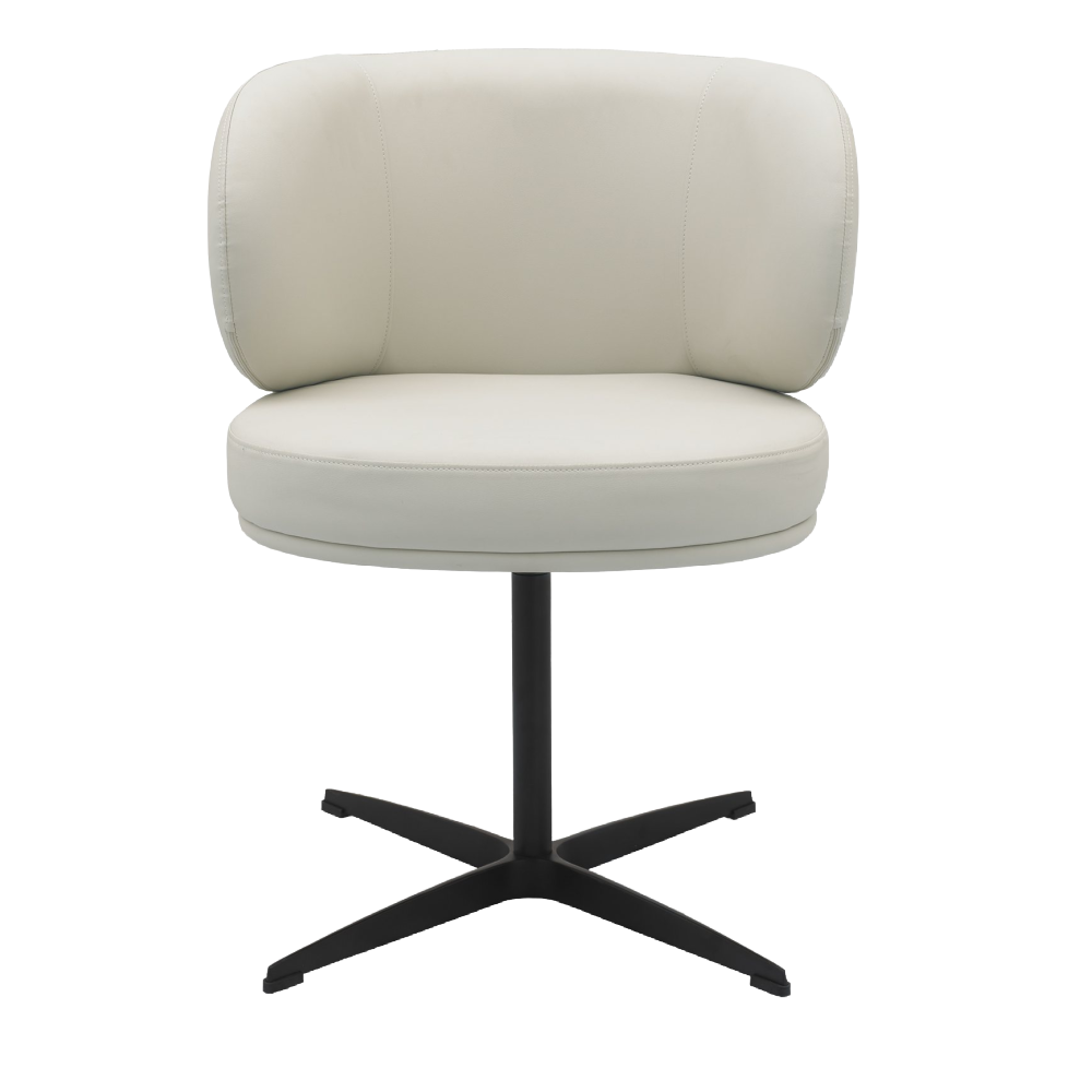 Marcel - 360° Swivel Chair in a Ivory Faux Leather with Black Legs