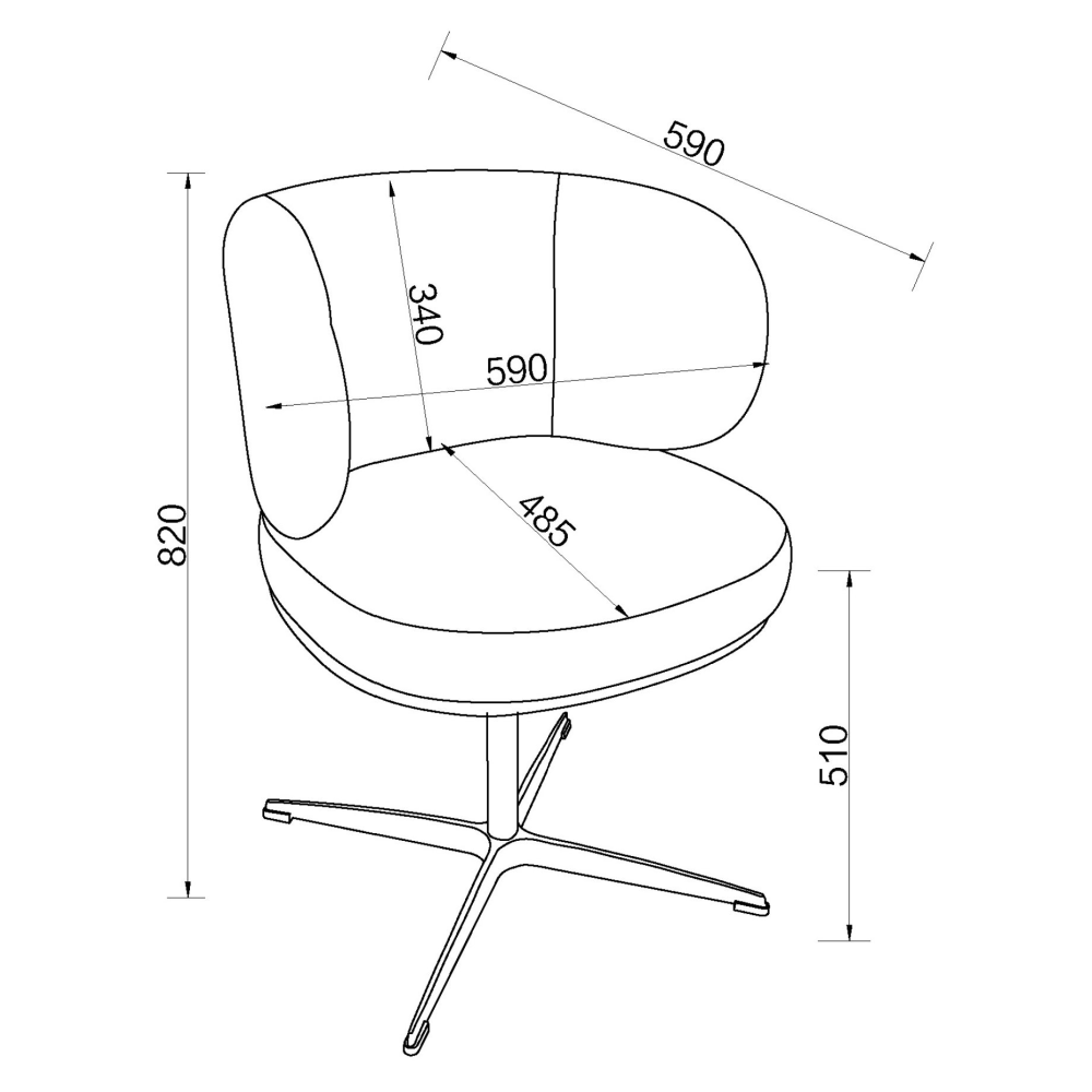 Marcel - 360° Swivel Chair in a Ivory Faux Leather with Black Legs
