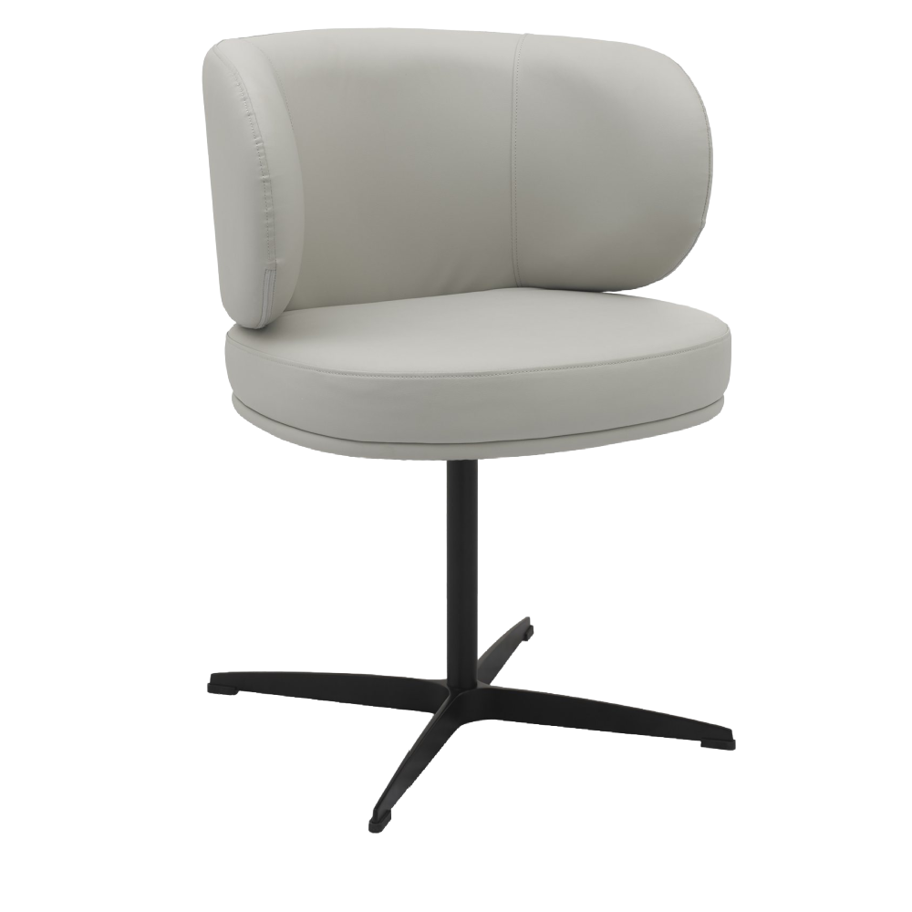 Marcel - 360° Swivel Chair in a Ivory Faux Leather with Black Legs
