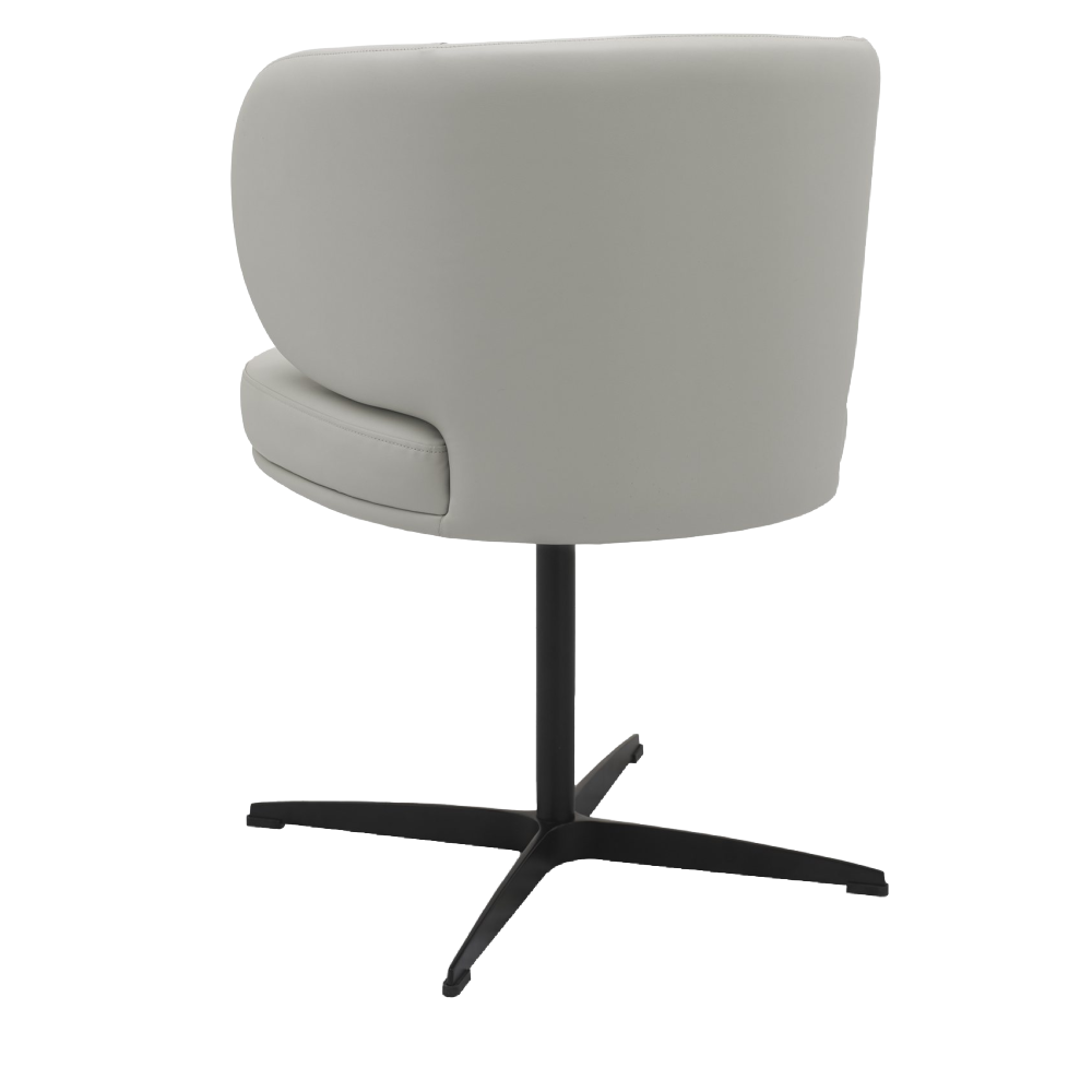 Marcel - 360° Swivel Chair in a Ivory Faux Leather with Black Legs