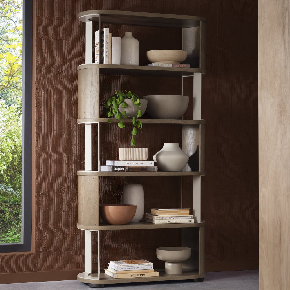 Duo Grey Oiled Oak Open Display Unit