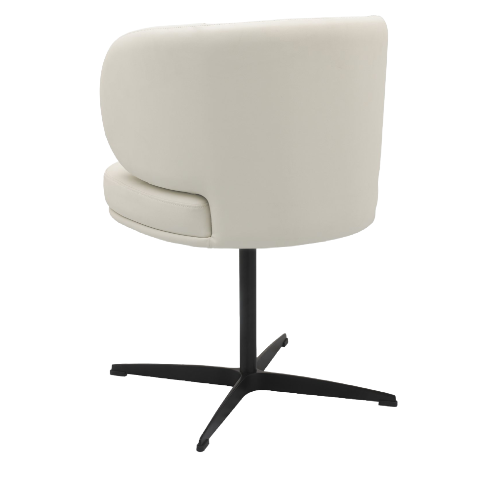 Marcel - 360° Swivel Chair in a Ivory Faux Leather with Black Legs