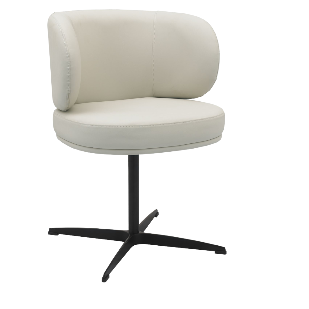 Marcel - 360° Swivel Chair in a Ivory Faux Leather with Black Legs