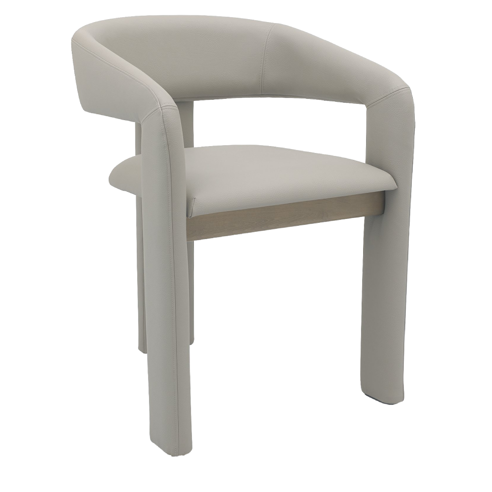 Duo Grey Oiled Oak Upholstered Chair - Grey Bonded Leather